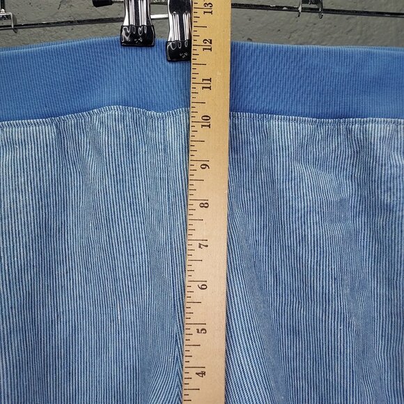 J Jill Love Linen Pants Women's L Blue Stripe Wide Leg Crop Pockets Pull-on 100% - Picture 11 of 13